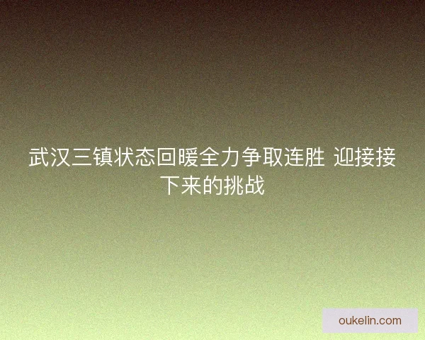 武汉三镇状态回暖全力争取连胜 迎接接下来的挑战